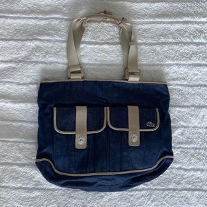 Lacoste Denim Tote with Cream Suede Accents